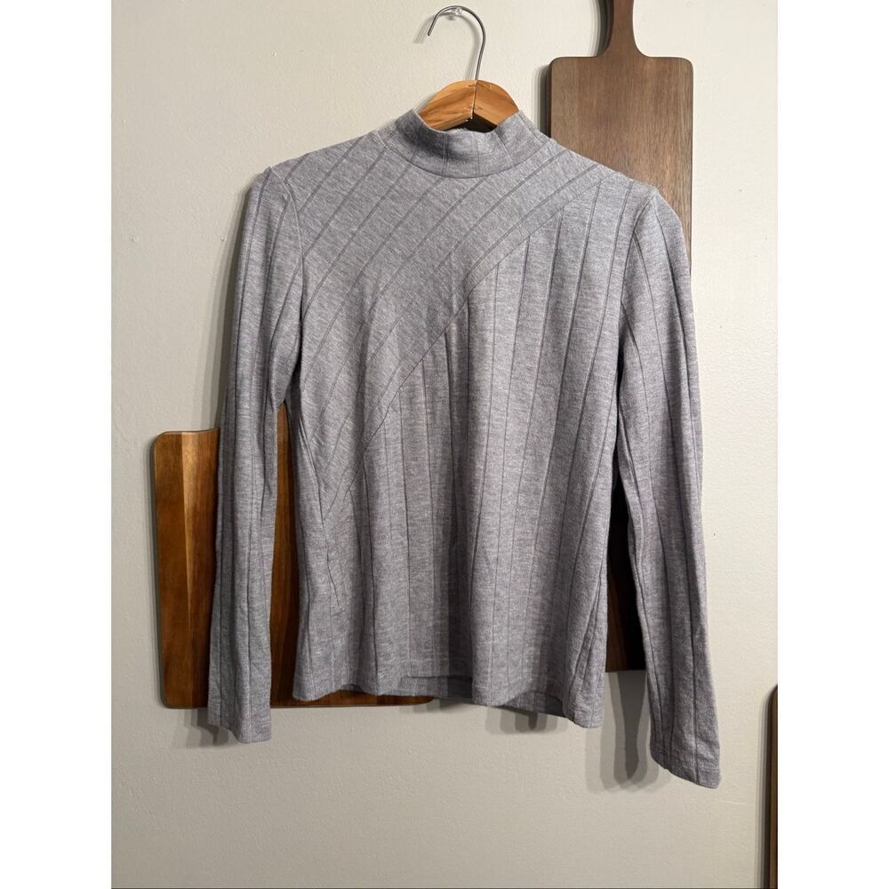 MNG grey ribbed mock neck long sleeve t-shirt size Small